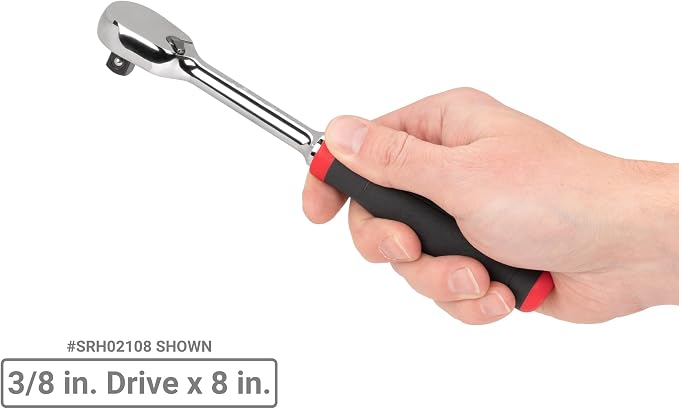 TEKTON 1/4, 3/8, 1/2 Inch Drive Ratchet Set, 3-Piece | SRH91002 | 6, 8, 10-1/2 in., Non-Quick-Release, Comfort Grip
