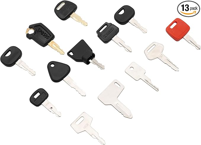 MMS Heavy Equipment Key Set Replacement for Bobcat Volvo Cat Komatsu Kubota and More, Contractors Equipment Multi Keys fit Common Equipment