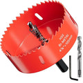 4-1/8 inch Bi-Metal Hole Saw Drill Bit - Ideal for Circular Cuts in Wood, Plastic, and Sheet Metal - 1-3/16" Cutting Depth - Includes Arbor and Pilot Bit