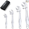 Self Adjusting Wrench Set, 4Pcs Self Locking Wrench with Automatic Continuous Gripping, Ratcheting Self Setting Spanner for 1/4"-3/4" Nuts, Bolts, Plumbing, Automotive Repair & Tight Work Spaces