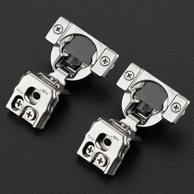 Ravinte 2 Pack 1 Pair 1-3/8 inch Overlay Soft Close Kitchen Cabinet Hinges Stainless Steel Adjustable Kitchen Hinges Satin Nickel Cabinet Hardware