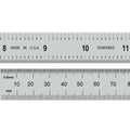 PEC Tools 12"/300mm Flexible Metal Ruler, High-Quality Steel Machinist Rule with Satin Chrome Finish, Decimal/Metric Graduation (1/10", 1/100", 1mm, 0.5mm), Trusted by Professionals, Made in USA