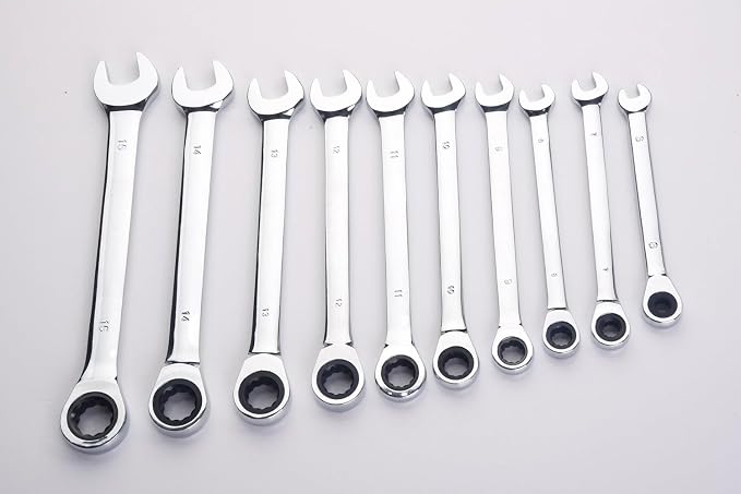 FLZOSPER 18pc. Ratcheting Wrench Set，6-22mm&24mm Metric CR-V Quick Access Spanner with Portable Tool bag