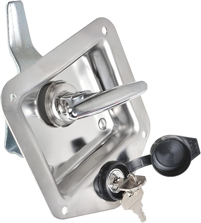 Silscvtt Trailer Door Latch T-Handle Lock Stainless Steel Keys Replacement for Trailer Door RV Camper Truck Bed Toolboxes (4 Pcs)