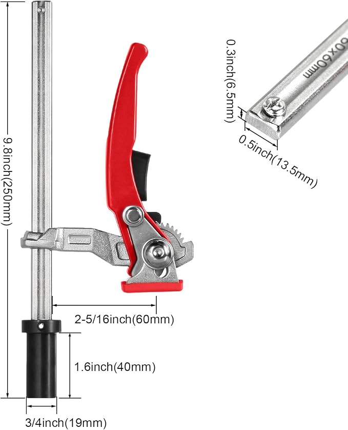 TOOLCOOL MFT Table Workbench Quick Ratchet Bench Dog Clamp 3/4 Inch Dog Hole Clamp Hold Down Clamp for Woodworking
