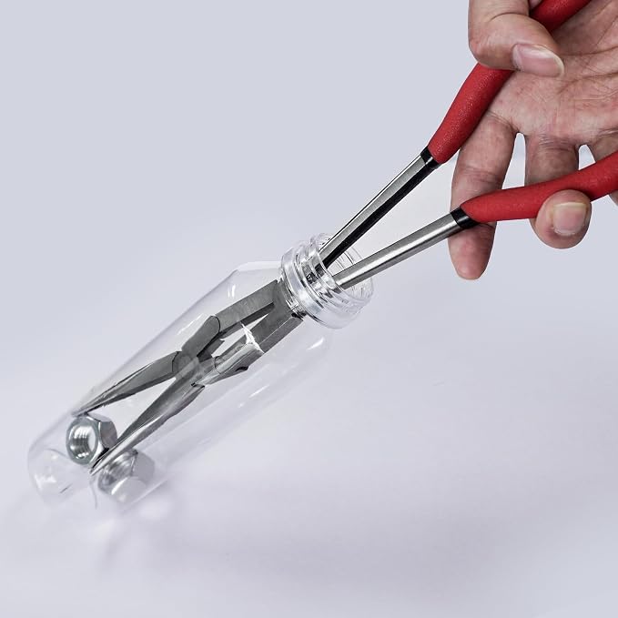 HAUTMEC Extra Long Needle Nose Pliers Set, 3PCS 13" Double Joint Long Reach Pliers, Circle Nose, Straight & 45° Bent Nose Plier, Extended Reach for Narrow Spaces, Automotive & DIY Repairs