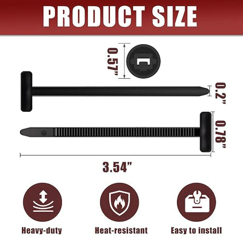 100 Pack Nylon Universal Cable Tie Buckle Zip Tie, Heavy Duty Self-Locking Push Pin with Button Fixion Tools, UV Resistant Plastic Rivet Fasteners for Car Auto Repair (Fender, Bumper, Trunk Liner)