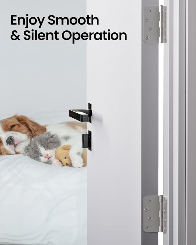4" X 4" Nickel Door Hinges - 18 Pack Brushed Nickel Door Hinge 4 Inch Rounded Interior Hinges with 5/8" Radius -Heavy Duty Exterior Door Hinge 4 in x 4 in Front Door Hinges Residential