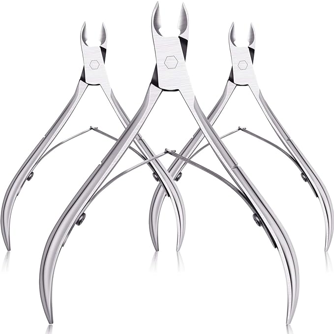Mudder 3 Pack Silver Cuticle Trimmer Nippers Cutter Tool Stainless Steel Nail Cuticle Scissors Remover with Pointed Blade Scissors Pedicure Manicure Tool for Fingernails and Toenails Nails Care