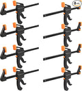 8 Pack 10 Inch F Bar Clamp, Medium Duty 300lbs One Handed Clamps/Spreader, Bar Clamps for Woodworking, Crafting, by GENHAKON