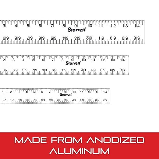 Starrett Straight Edge Aluminum Rule - Ideal for Schools, Shops, Metal and Wood Workers - 72" Length, 2" Width, .125" Thickness, 1/8", 1/16" English - ASE-72