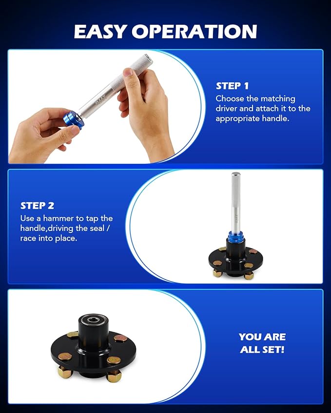 Orion Motor Tech 33pc Bearing Press Kit for Small Vehicles, Bearing Race and Seal Driver Set with Metric SAE Adapters, Seal Driver Set with 3 Knurled Handles