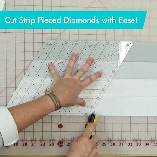 Creative Grids 60 Degree Diamond Ruler – CGR60DIA – Made in USA, Non-Slip Grip Acrylic Quilting, Sewing, Crafting, Patchwork Ruler & Template