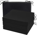 Cozyide Outdoor Chair Cushions, Waterproof Patio Seat Cushions with Adjustable Straps, Square Corner Patio Chair Cushions for Garden, Black, 18.5x16x3 Inch (Pack of 4)