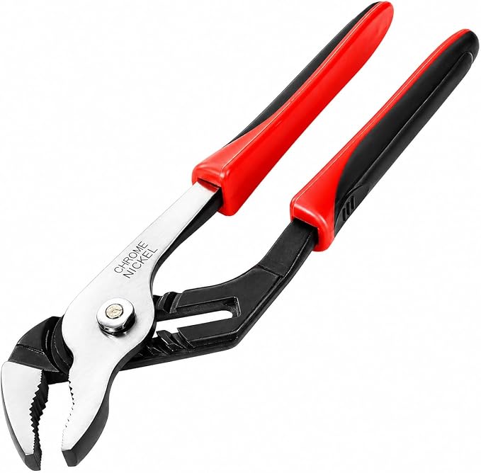 Powerbuilt 10-Inch Groove Joint Pliers, Adjustable Water Pump Pliers, Double Injection Ergonomic Handle - 640389