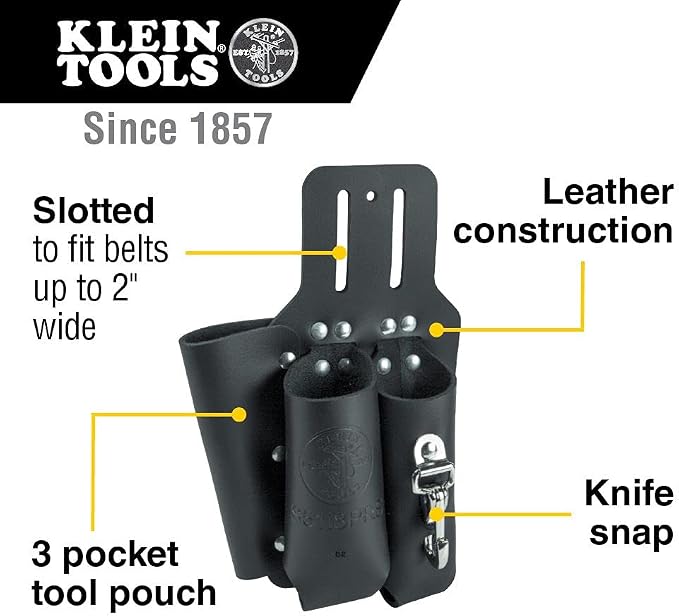 Klein Tools Pliers Kit, Leather Tool Holder and Canvas Tool Bag (3-Piece)