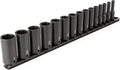 TEKTON 3/8 Inch Drive Impact Socket Set, 15-Piece | SID91105 | (1/4 - 1 in.), Deep, 6-Point, Socket Rail