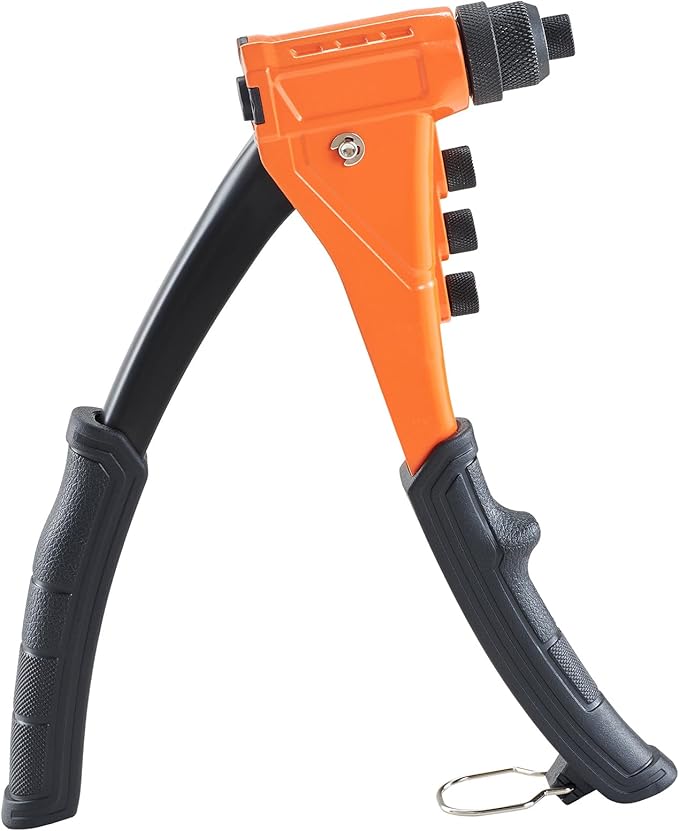 VEVOR Pop Rivet Gun Kit, with 200 Blind Rivets, Heavy Duty Single Hand Riveter with 4 Interchangeable Nosepieces, 4 Drill Bits, and a Carrying Case, Manual Riveting Tool for Metal, Automotive, Home