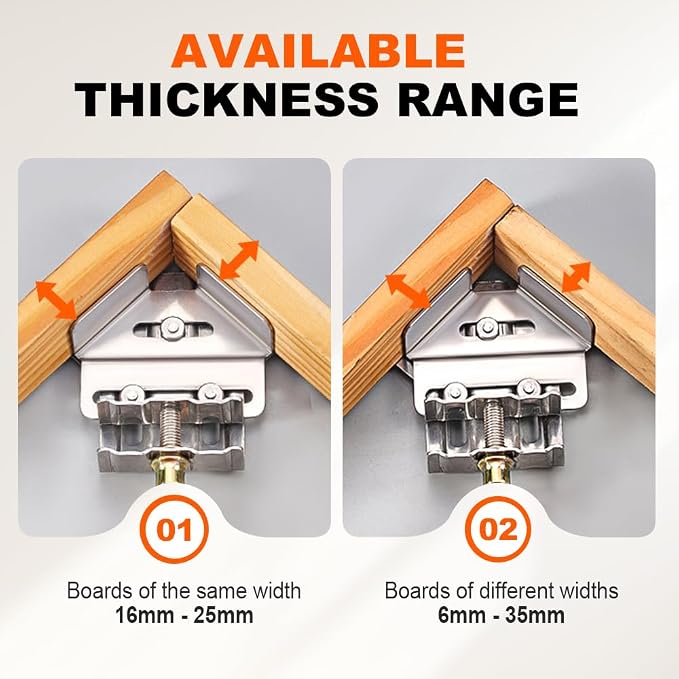 Quick Right Angle Fixing Clip, Multipurpose Stainless Steel 90° Degree Corner Clamp for Woodworking, T-shaped Right Angle Clamping Tool with Adjustable Swing Jaw Right Angle (Open&closed Type)