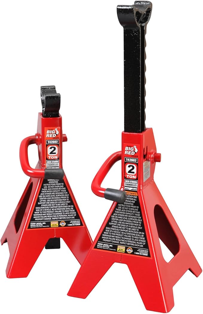 Big RED Torin Low Profile Floor Jack: Hydraulic Trolley Floor Jack Combo with 2 Jack Stands, 2 Ton (4000 lb.) Capacity
