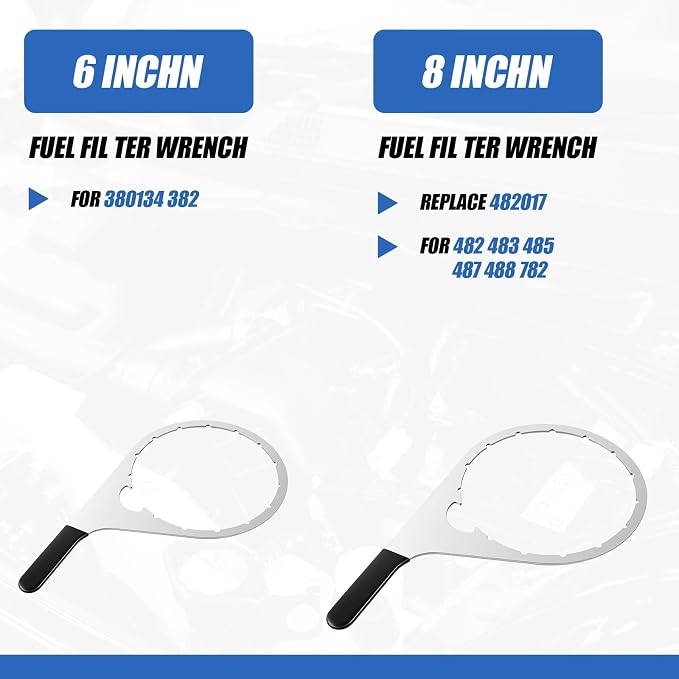 4 Pcs 4.6'', 5'', 6'', 8'' Fuel Filter Wrench Set, Compatible with Various Fuel Filter Size Include Water Separator, Engines