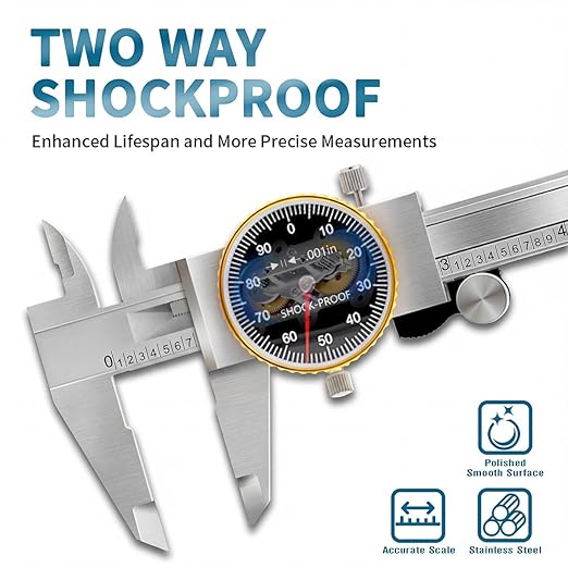 WeldingStop Precision 0-6" Dial Caliper Set with Protective Case - 0.001" Accuracy 4-Way Measuring Tool, Shock-Proof Stainless Steel, Ideal for Home & DIY Measurement