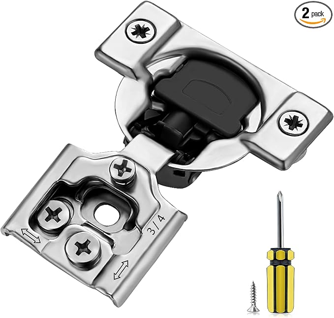 Ravinte 2 Pack 1 Pair 3/4 inch Overlay Soft Close Kitchen Cabinet Hinges Stainless Steel Adjustable Kitchen Hinges Satin Nickel Cabinet Hardware