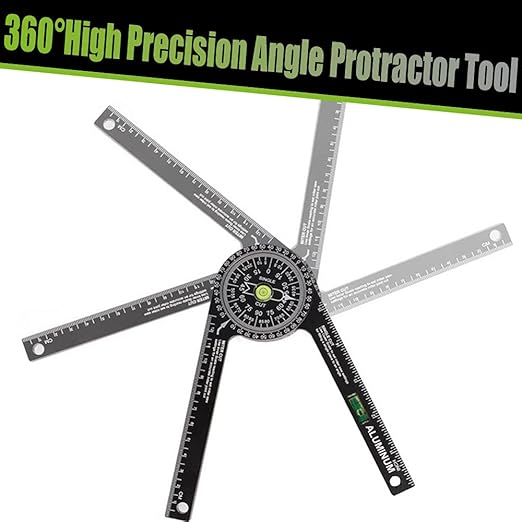 Miter Saw Protractor,Aluminum Protractor Angle Finder with Level Gauge High Precision Laser Inside & Outside Miter Angle Finder for Angle Finder Carpenters, Trim Work,Plumbers and All Building Trades