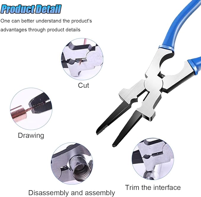 ZIMISI 8"MIG Welding Pliers, Multi-Functional Welding Tool Plier Clip with Anti-Slip Handle, High Carbon Steel Anti-Rust Welder Plier with Long Nose, Fits Scraping, Wire Cutting (Blue)