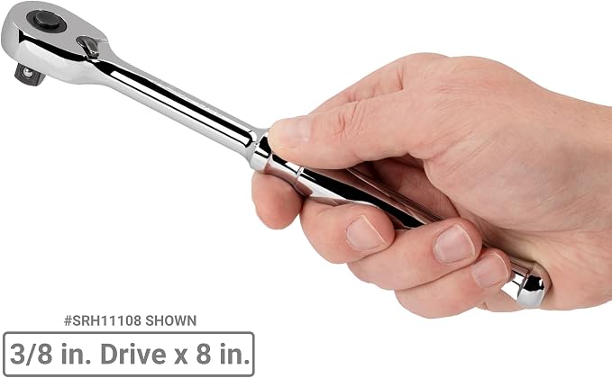 TEKTON 1/4, 3/8, 1/2 Inch Drive Ratchet Set (3-Piece) | SRH91100 | 6, 8, 10-1/2 in., Quick-Release, Polished Handle