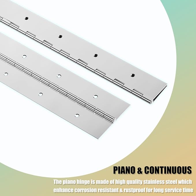 EPHECH 6Inch Stainless Steel 304 Continuous & Piano Hinges, 6PCS Heavy Duty Nickle Continuous Hinges Piano Boat Hinge, 0.04" Thickness Folding Cabinet Door Butt Hinge