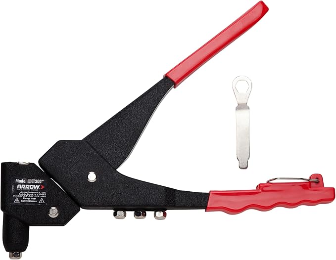 Arrow RHT300 One-Handed Swivel Rivet Tool, Manual Riveter for Metal, Fabric, Leather, and Auto Repair, Uses 1/8-Inch, 3/16-Inch, 5/16-Inch Rivets