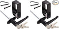 HauSun Shed Door Handle Lock Kit 4-1/2" L Handle with 2 Keys and 2 Screws, 4-1/2" Stem for Shed, Gate, Barn, Garage, Playhouse, Chicken Coop Door Lock and More, Black (L Handle) (Pack of 2)