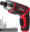 AVID POWER Electric Screwdriver Set Rechargeable 4V Cordless Screwdriver Kit with 11pcs Accessories, 5.65Nm Screw Gun, 5+1 Torque Setting, 2 Position Handle with LED Light-Dark Red