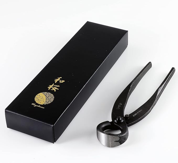 Wazakura Hand Forged Bonsai Root Cutter MADE IN JAPAN 6.7 inch (170 mm), Black Carbon Steel Bonsai Tree Cutter for Branch and Roots, Multipurpose Japanese Gardening Tools