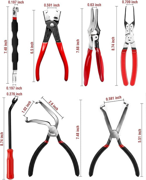 10-Piece Electrical Disconnect Pliers Kit for Cars, Automotive Electrical Plug Connector Disconnect Tool and Connector Separator and Hose Clamp Pliers, Includes Terminal Pin Removal Tool