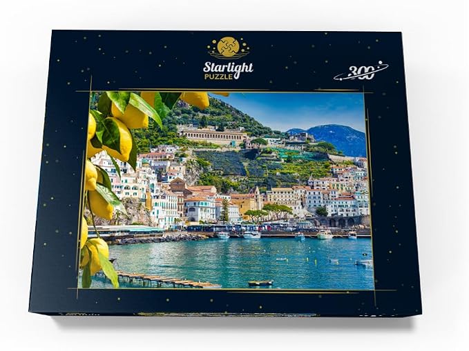 MyPuzzle Panoramic View of Beautiful Amalfi On Hills Leading Down to The Coast, Campania, Italy - Premium 300 Piece Jigsaw Puzzle for Adults