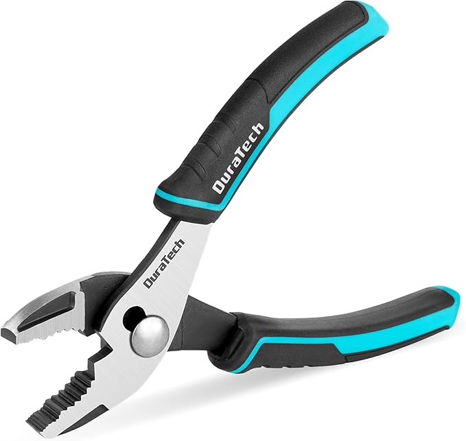 DURATECH 6 Inch Slip Joint Pliers, Small Pliers with Comfortable TPR Handle, High Carbon Steel, Swivel Rivet, Strong Sharp Teeth, Pliers for Tightening, Loosening and Gripping Nuts and Bolts