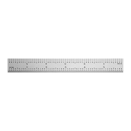 PEC Tools 6-Inch Rigid Steel Ruler, High-Quality Carbon Steel with Satin Chrome Finish, 3R Graduation (1/32", 1/64", 1/10", 1/50"), Fully Hardened and Tempered, Made in USA