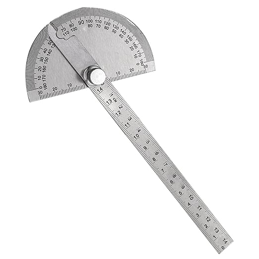 EMVANV Stainless Steel Protractor 0-180 Degrees, Woodworking Ruler Angle Finder, Metal Adjustable General Angle Measuring Tool(Size:0-180 Degrees), as picture show