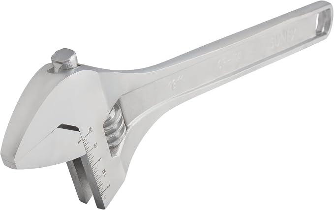 Sunex Tools 18" Adjustable Wrench, Forged Chrome Vanadium Steel, 2.25" Jaw Capacity with Quick-Adjust Knurl and Dual SAE Metric Scale, Anti-Rust Coating (Model SXAW18C)