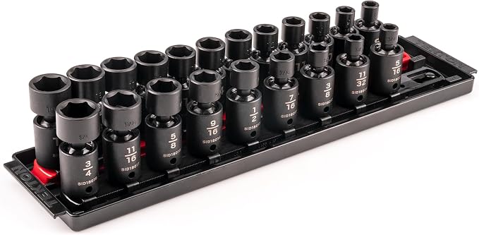 TEKTON 3/8 Inch Drive Universal Joint Impact Socket, 21-Piece | SID97200 | (5/16 - 3/4 in., 8 - 19 mm), Shallow, 6-Point