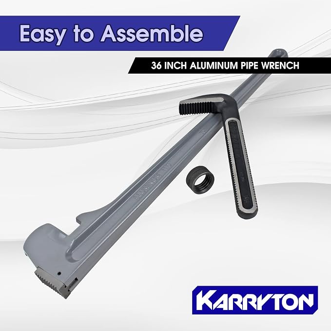 36 Inch Aluminum Pipe Wrench, 6-1/4"/158mm Adjustable Cr-Mo Jaw Opening Heavy Duty Aluminum Straight Handle Plumbing Wrenches, Perfect Plumbers Tool Exceed GGG Standard (36-INCH)
