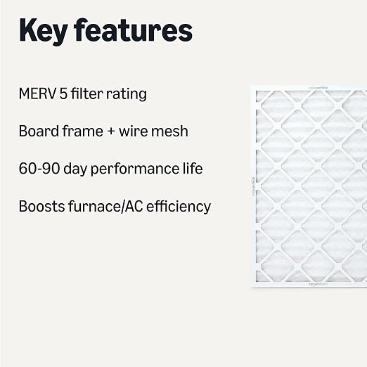 Amazon Basics MERV 5 AC Furnace Air Filter, 20x30x1 inches, 6-Pack (Actual size: 19.75" x 29.75" x 0.75")
