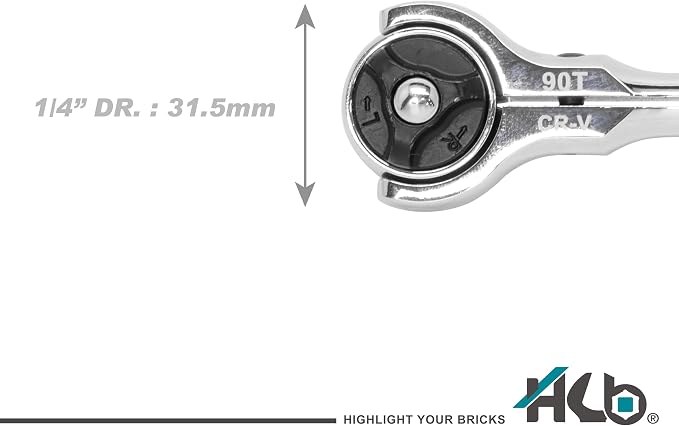 HB 90-Tooth 1/4 Inch Drive 270° Swivel Head Ratchet Handle 44 Piece Socket Set with Precision Screwdriver Torx PZ PH SL HEX Bits Chrome Vanadium Steel Portable Case Made in Taiwan AKM024-G | 90-tooth swivel ratchet, 270° flex head, 4° arc swing, stampe...