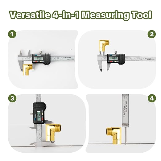 Digital Caliper 0-4" Measuring Tool with Metal Ruler, Micrometer Caliper with Auto-Off Feature, Interchangeable Between inches and millimeters for DIY/Household and 3D Printing, Black