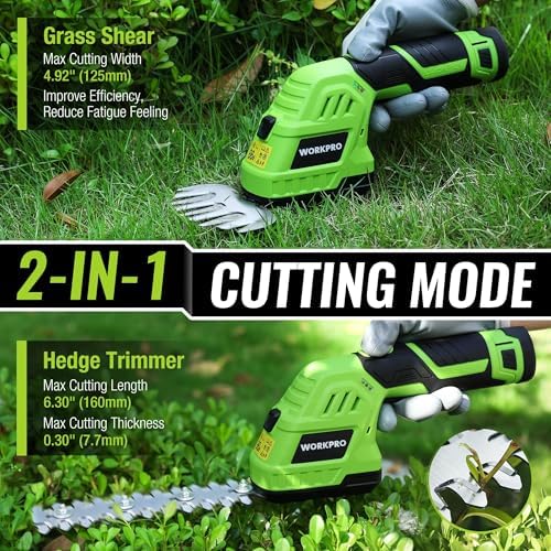 WORKPRO 12V Cordless Grass Shear & Shrubbery Trimmer with Battery & Charger