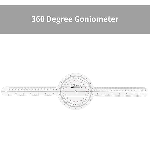 12 Inch Goniometer for Orthopaedic Use, 360 Degree Large Size Plastic Goniometer，Physical Therapy Angle Protractor Ruler for Knee Joints, Elbow, Shoulder or Hip