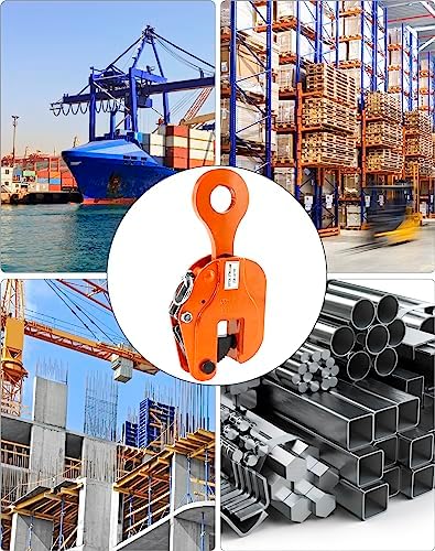 QWORK 2-Ton Heavy Duty Vertical Plate Lifting Clamp, 4400 lbs Capacity, Sheet Metal Lifting Clamp for Welding and Building, Orange Steel Plate Lifting Clamps