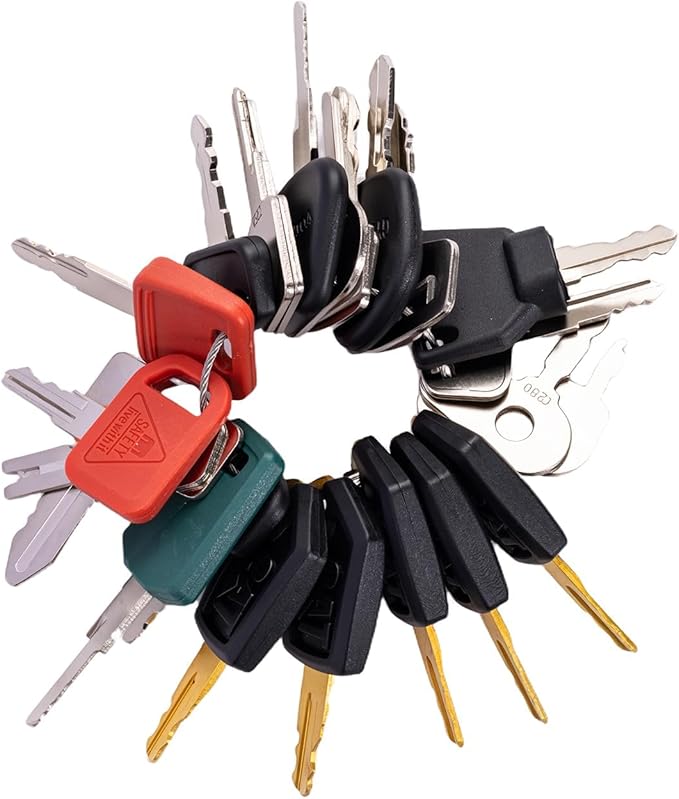 26-Piece Heavy Equipment Key Set: Universal Master Keys Compatible with CAT, John Deere, Komatsu, Kubota, JCB, Bobcat & 10+ Brands Durable Ignition Keys for Construction Operators